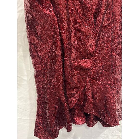 Nikibiki Sequin Tank Cocktail Party Ruffle Dress Women’s Small Ruby Wine - Picture 9 of 10
